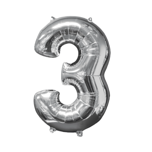 Helium Filled Silver Number Balloons