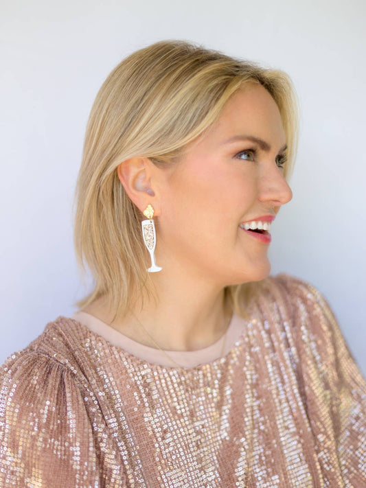 Cheers! Gold Acrylic Champagne Dangle Earring🥂