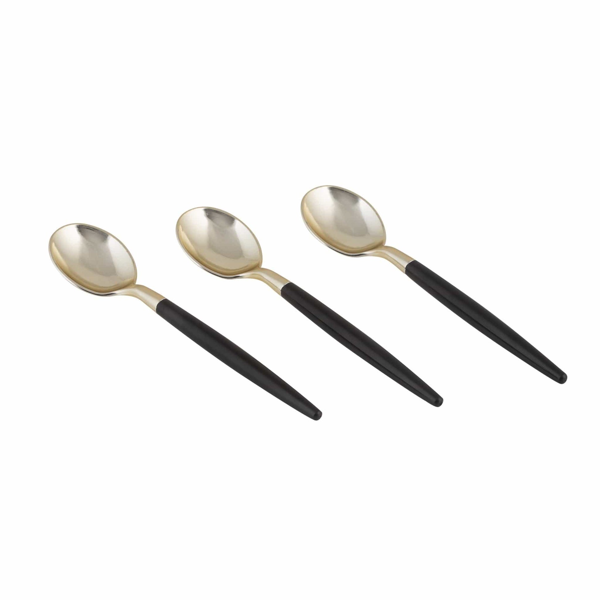 Black and Gold Plastic Mini Spoons | 20 Spoons: 20 Mini Spoons