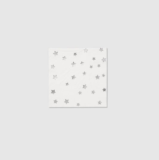 Silver Stars Cocktail Napkins (25 per Pack)