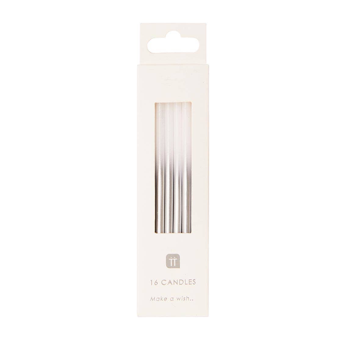 White & Silver Birthday Candles | 16 Pack |