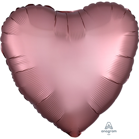 17" Satin Rose Copper Heart Balloon