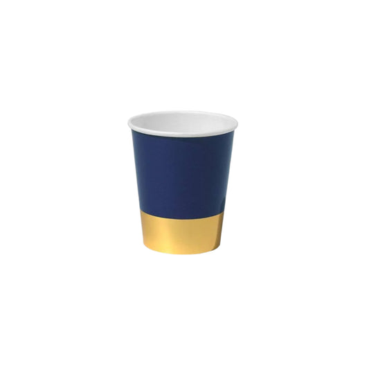 Navy Blue and Gold Dipped Paper Party Cups (10 per Pack)