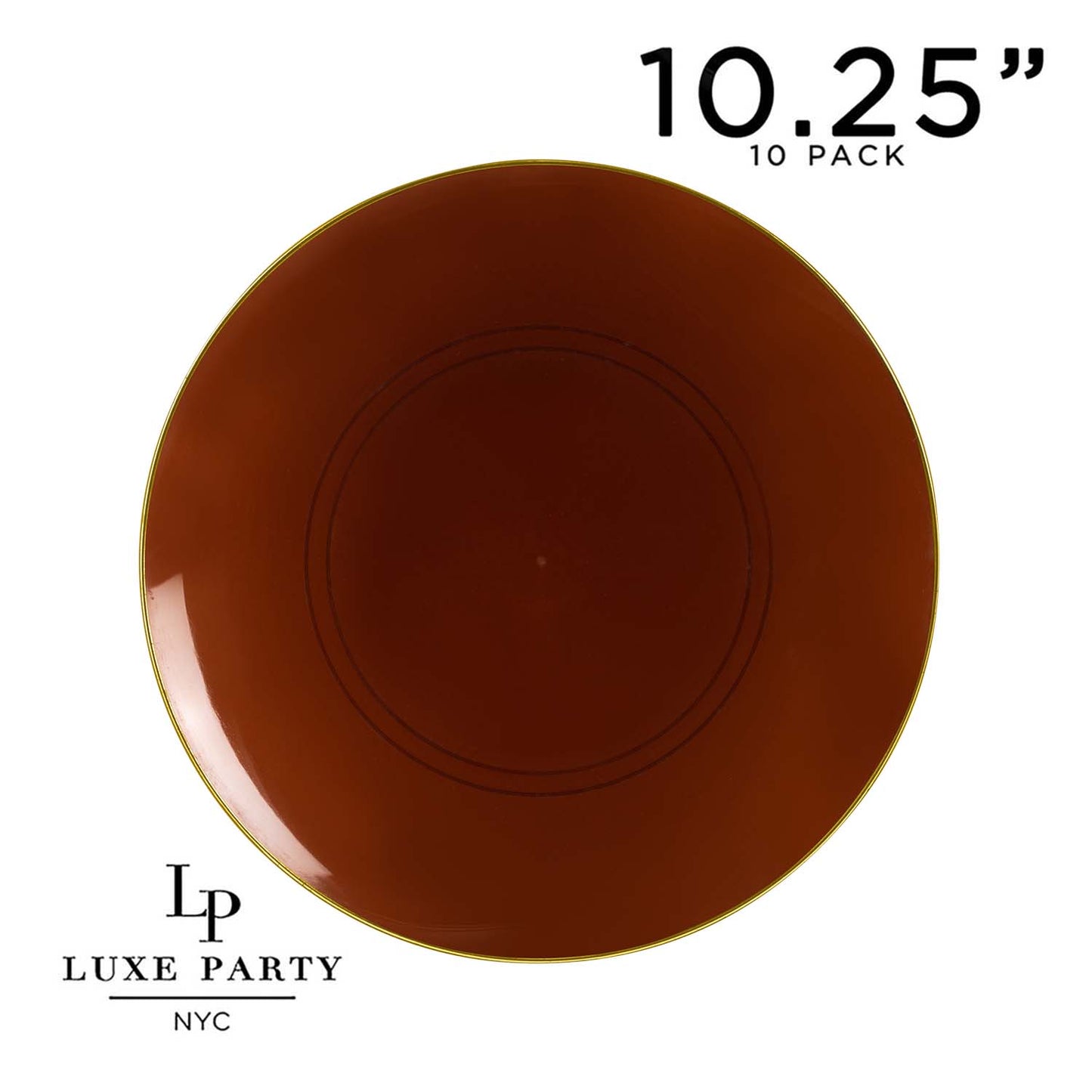 Round Transparent Mocha • Gold Plastic Plates | 10 Pack: 7.25" Appetizer Plates