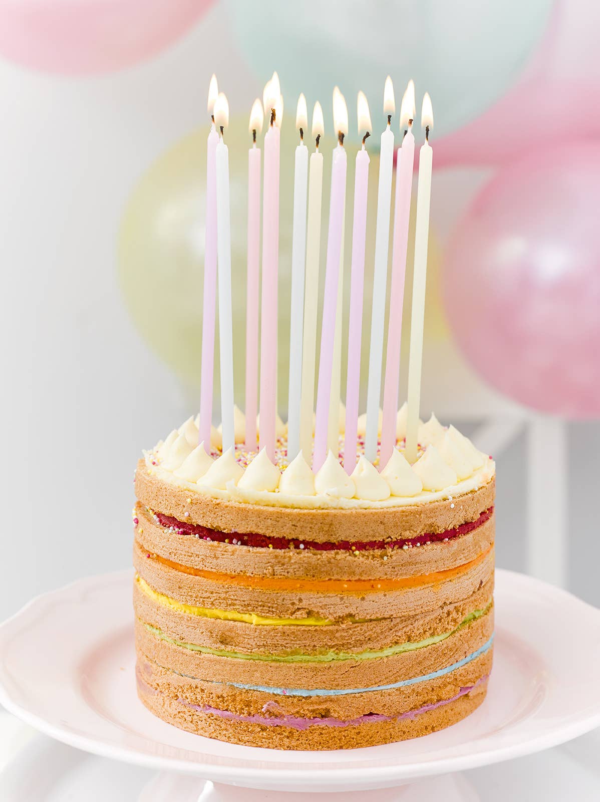 Rainbow Pastel Birthday Candles| 16 Pack