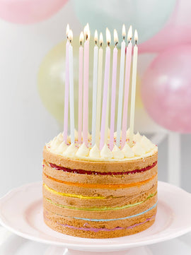 Rainbow Pastel Birthday Candles| 16 Pack