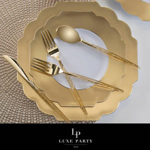 Chic Round Gold Glitter Forks | 32 Pieces