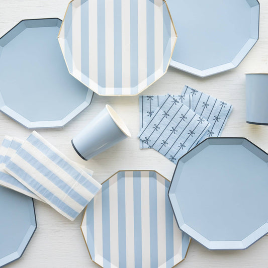 SKY BLUE SIGNATURE CABANA STRIPE PLATES