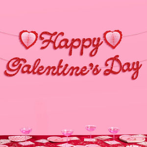 Happy Galentine's Day Banner - 3D glitter banner, Valentine's Day, Vday