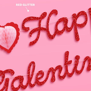 Happy Galentine's Day Banner - 3D glitter banner, Valentine's Day, Vday