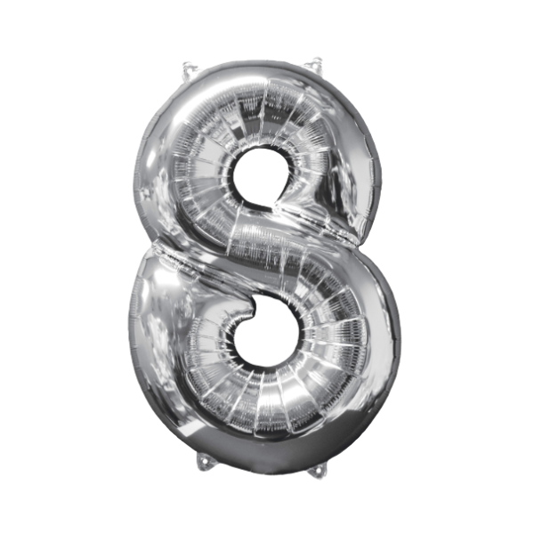 Helium Filled Silver Number Balloons