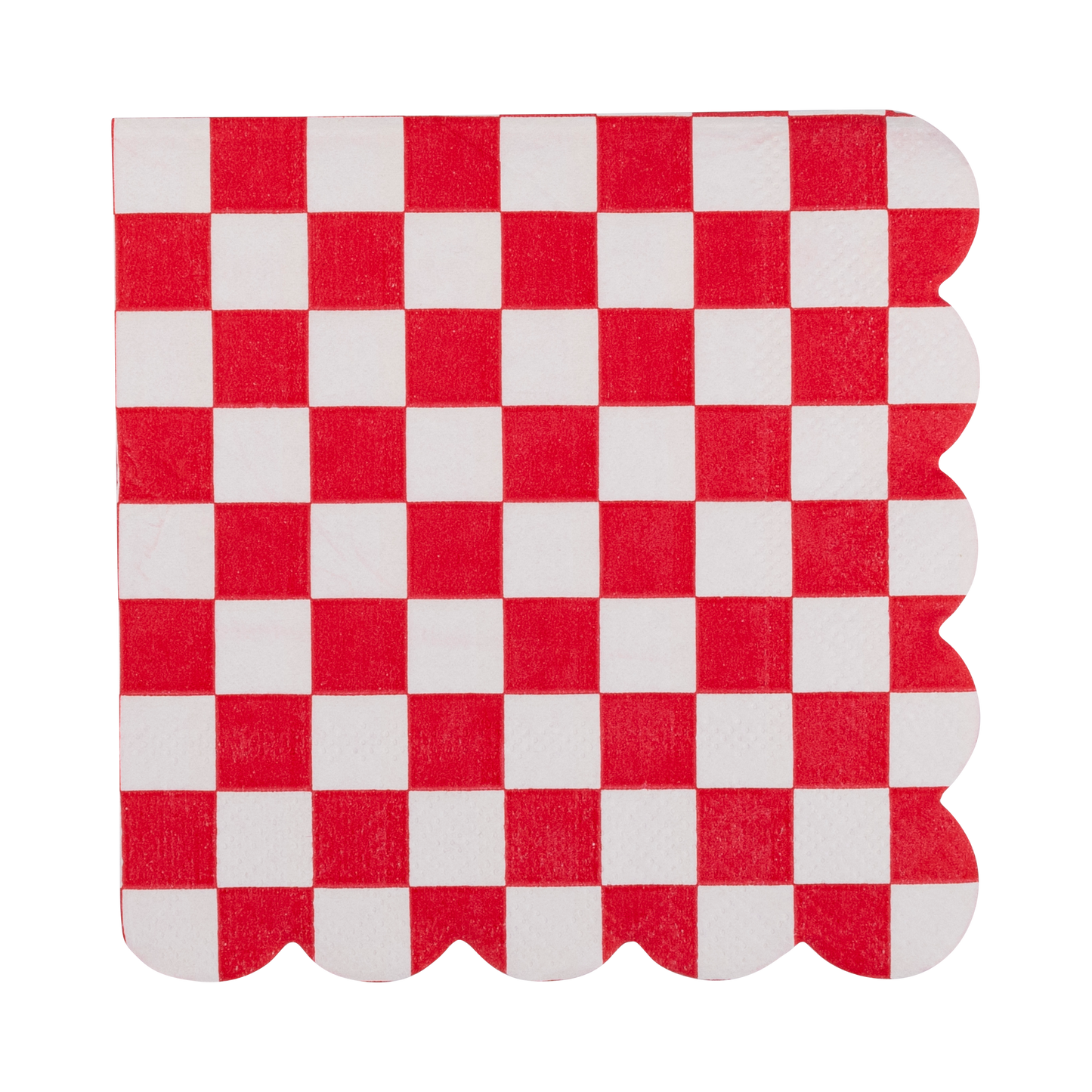 Red Checkerboard Scallop Cocktail Napkin