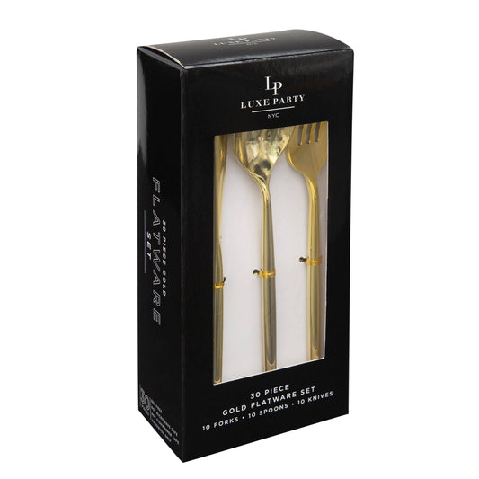 Matrix Gold Plastic Cutlery Set | 30 Pieces