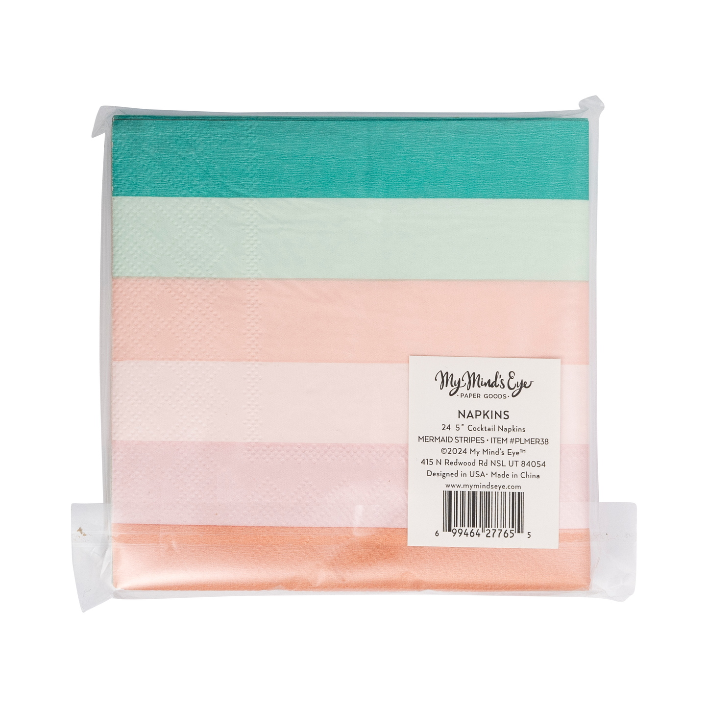 PLMER38 - Mermaid Stripes Cocktail Napkin