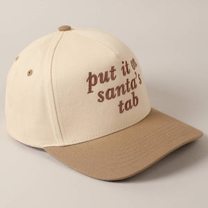 Put It On Santa's Tab Text Embroidery Baseball Cap: Red, ONE SIZE