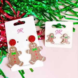 Acrylic Gingerbread Man Dangle Earring