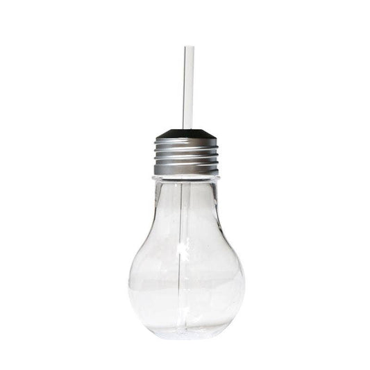 15 oz Light Bulb Cup With Straw: Silver