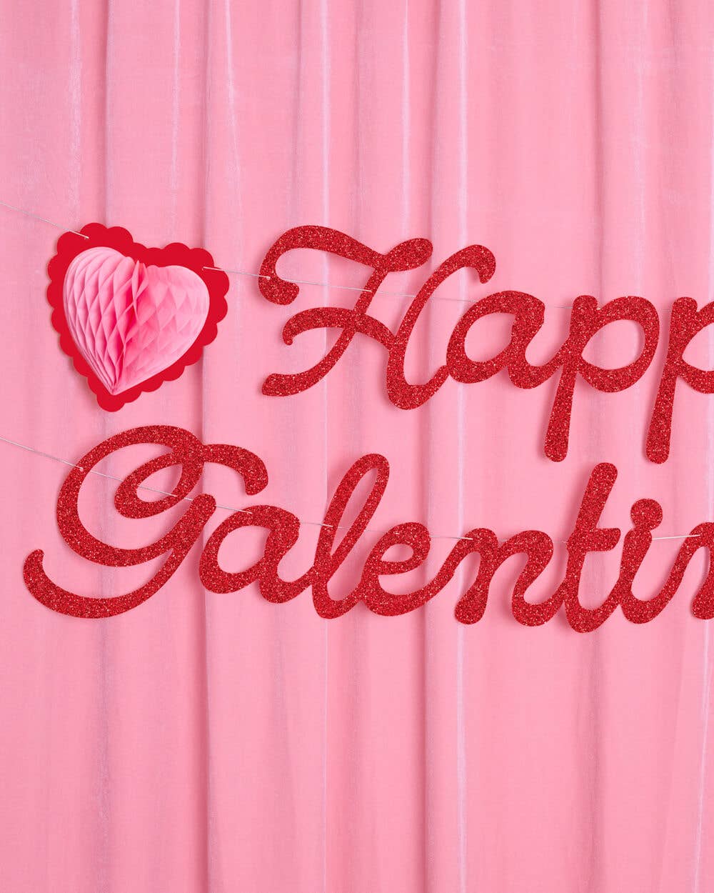 Happy Galentine's Day Banner - 3D glitter banner, Valentine's Day, Vday