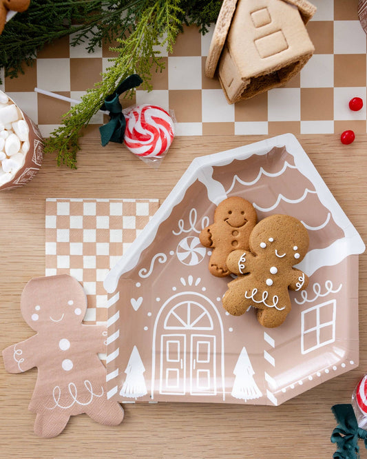 Gingerbread Checked Dinner Napkin