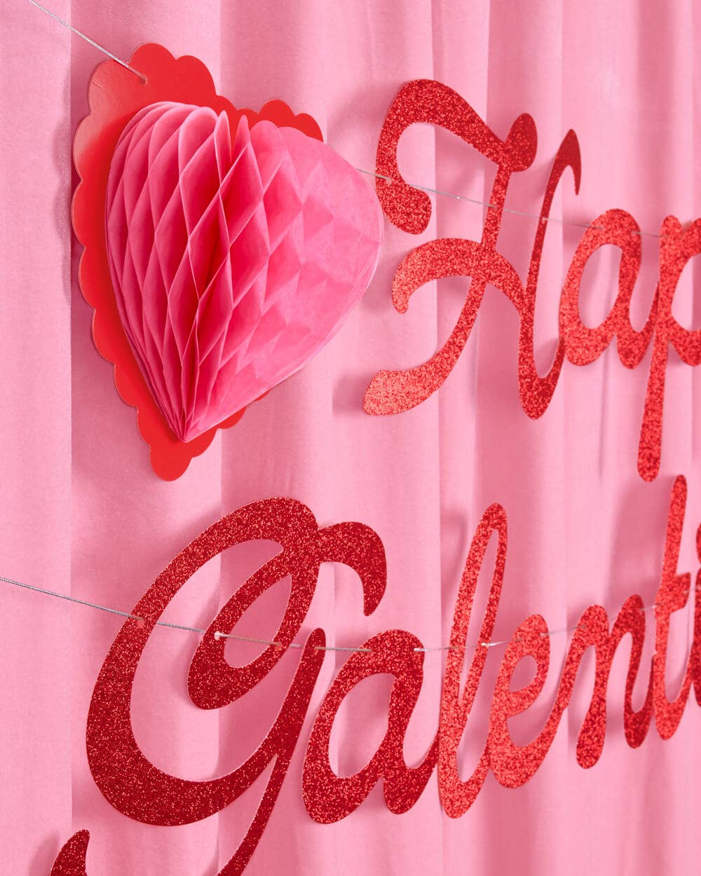 Happy Galentine's Day Banner - 3D glitter banner, Valentine's Day, Vday