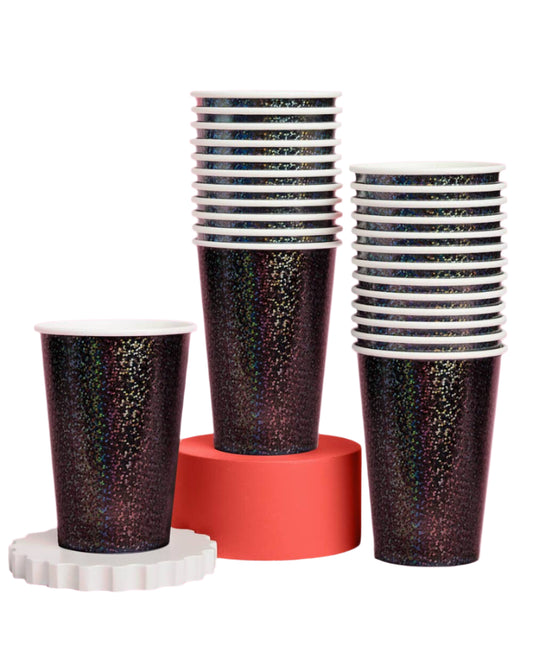 Black Shimmer Cups - 50 paper cups