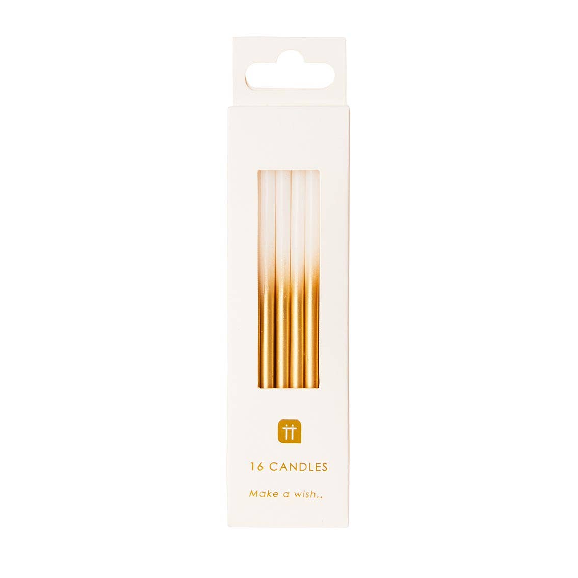 White & Gold Birthday Candles | 16 Pack | Cake Candle |