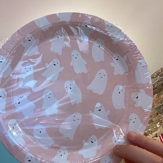 Pink Ghost Paper Plates