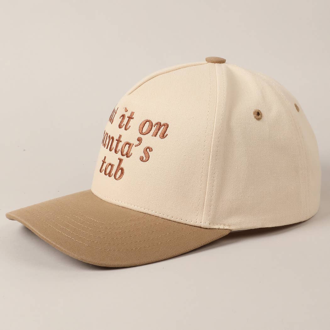 Put It On Santa's Tab Text Embroidery Baseball Cap: Red, ONE SIZE