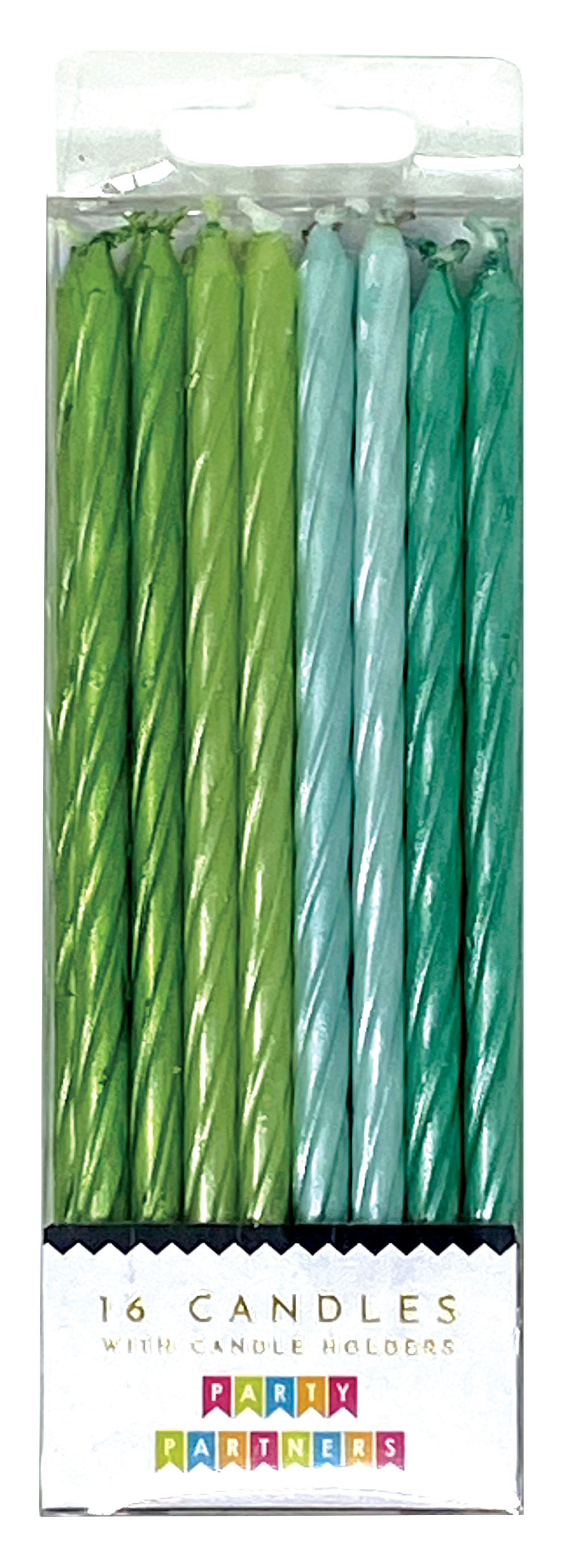 Party Partners - Green/Teal Pearl Spiral 16 Candle Set