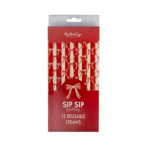 Christmas Bows Reusable Straws