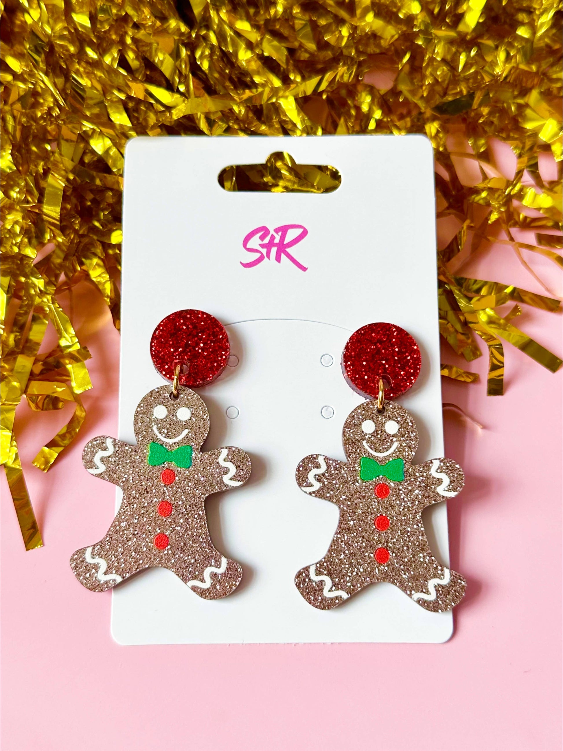 Acrylic Gingerbread Man Dangle Earring