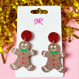 Acrylic Gingerbread Man Dangle Earring