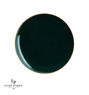 Round Emerald • Gold Plastic Plates | 10 Pack: 10.25