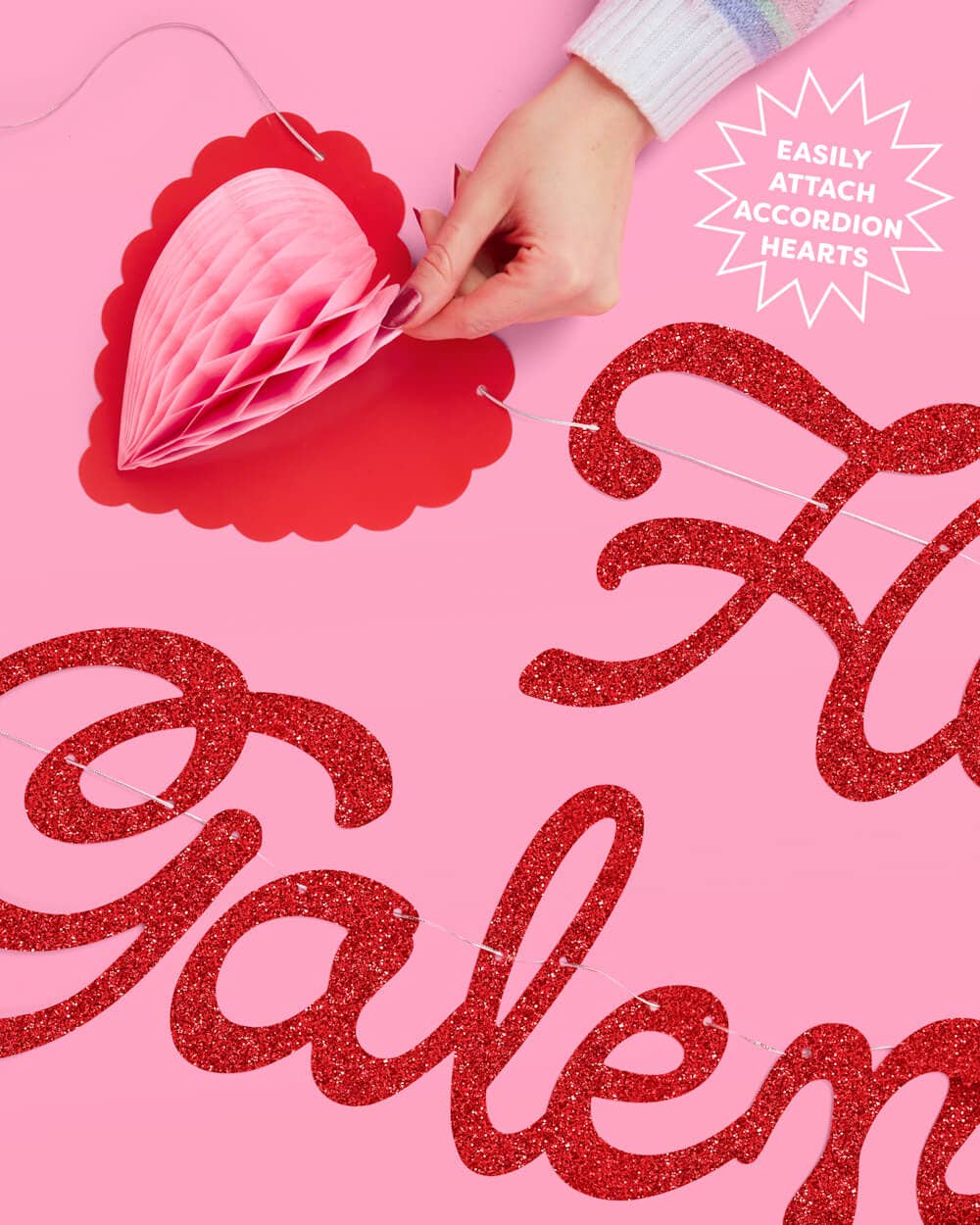 Happy Galentine's Day Banner - 3D glitter banner, Valentine's Day, Vday