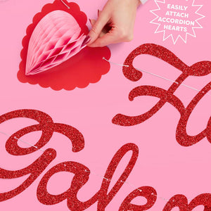 Happy Galentine's Day Banner - 3D glitter banner, Valentine's Day, Vday