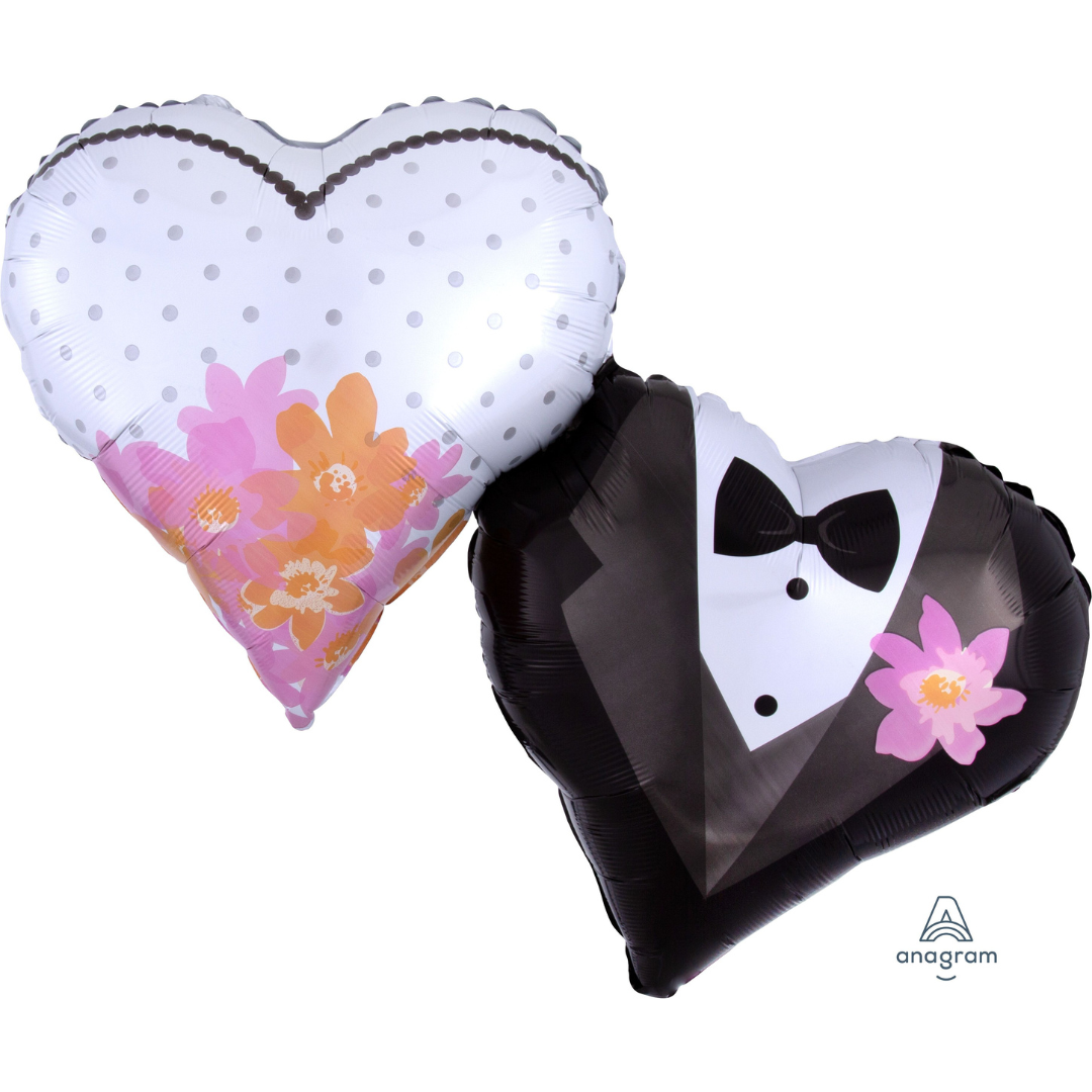 30" Bride & Groom Hearts Balloon