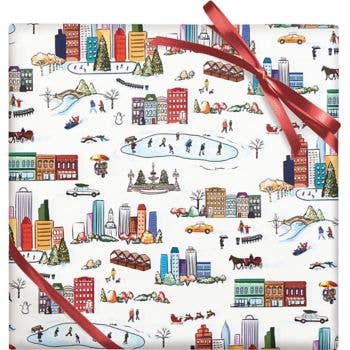 City Christmas 2 Sheets/Roll Wrap