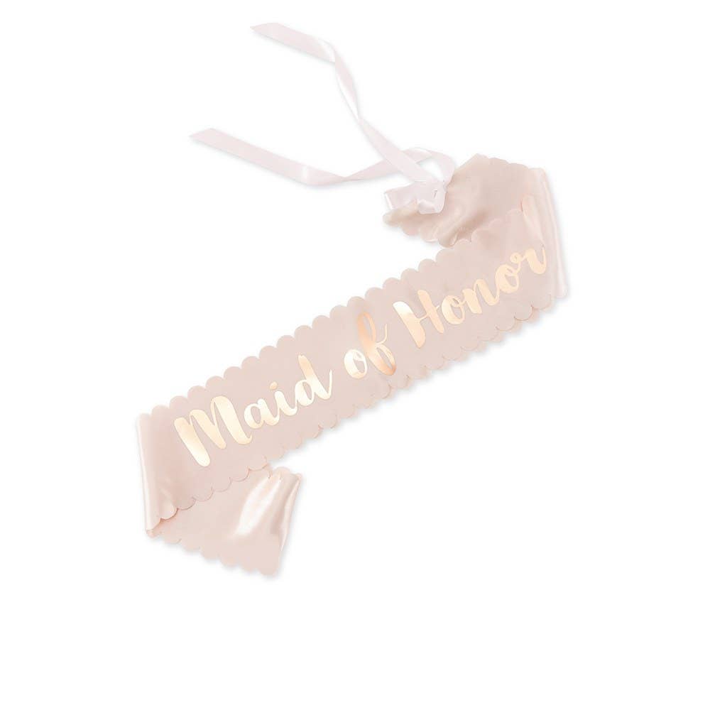 Blush Pink & Rose Gold Satin Bachelorette Sash-Maid Of Honor