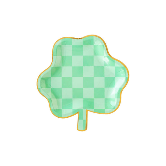 SPD1042 - Checkered Shamrock Paper Plate