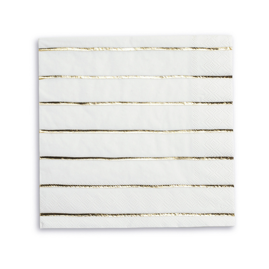 Frenchie Striped Gold Napkins - 2 Size Options - 16 Pk.