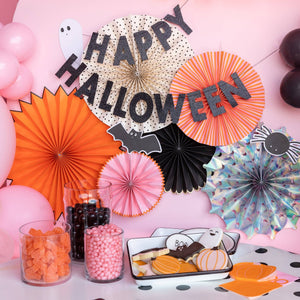 HNT803 - Happy Halloween Black Glitter Banner