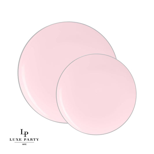 Round Blush • Silver Plastic Plates | 10 Pack