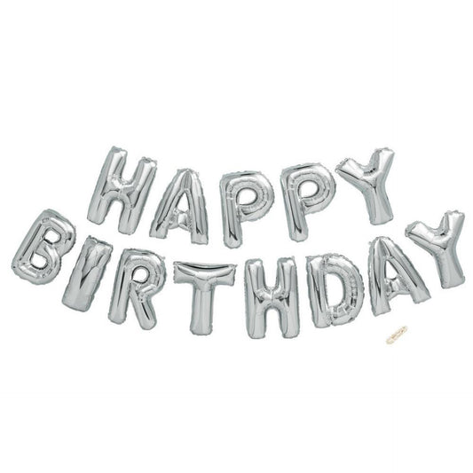 Happy Birthday Kit Foil Balloon Silver