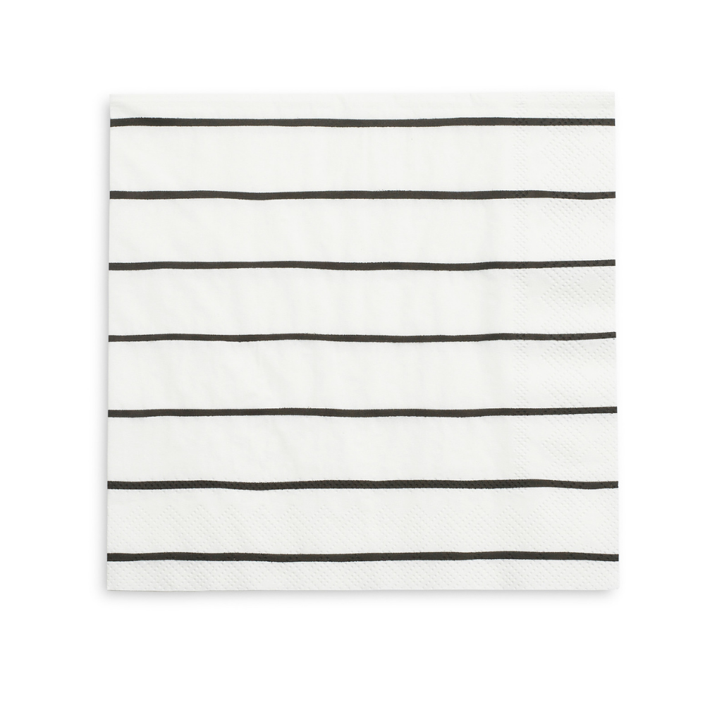 Frenchie Striped Ink Napkins - 2 Size Options - 16 Pk.