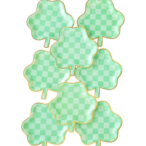 SPD1042 - Checkered Shamrock Paper Plate
