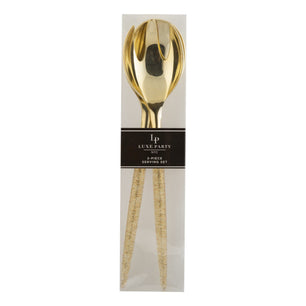 Gold Glitter Plastic Serving Fork • Spoon Set: 1 Spoon 1 Fork