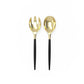 Black /  Gold Plastic Serving Forks • Spoons Set: 1 Spoon 1 Fork