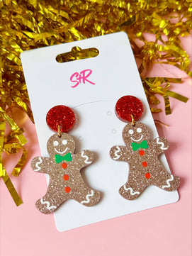 Acrylic Gingerbread Man Dangle Earring