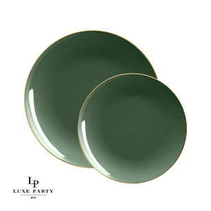 Round Emerald • Gold Plastic Plates | 10 Pack: 10.25