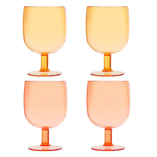 Acrylic Wine Glass S/4 - Pink/Orange